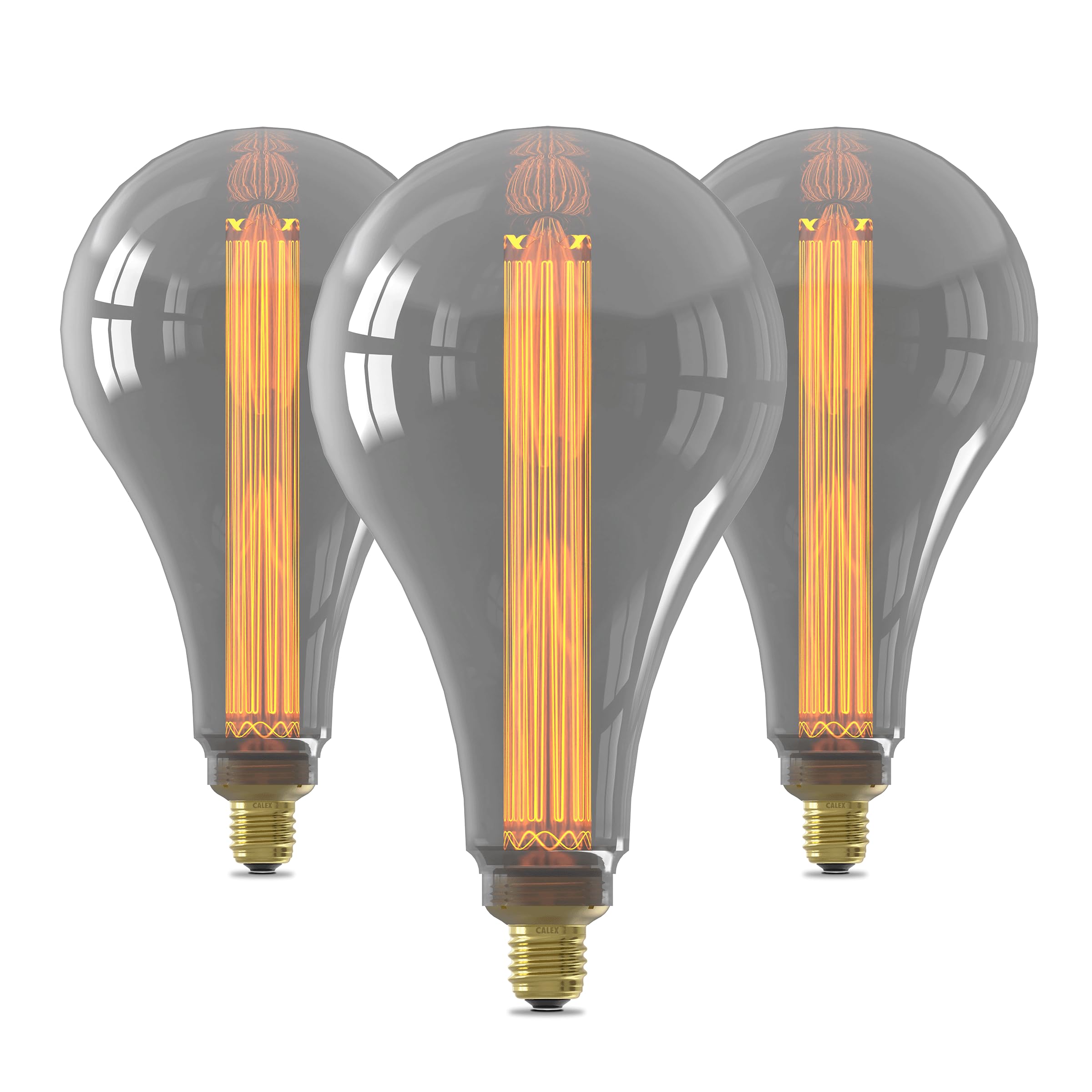 CALEX Lámpara LED XXL E27, Titanio, Filamento, 60 lm, 2000K Luz Blanca Cálida, Pack de 3