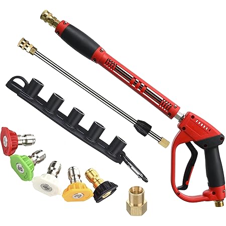 Tool Daily Deluxe Pressure Washer Gun, with Replacement Wand Extension, 5 Nozzle Tips, M22 Fitting, 40 Inch, 5000 PSI