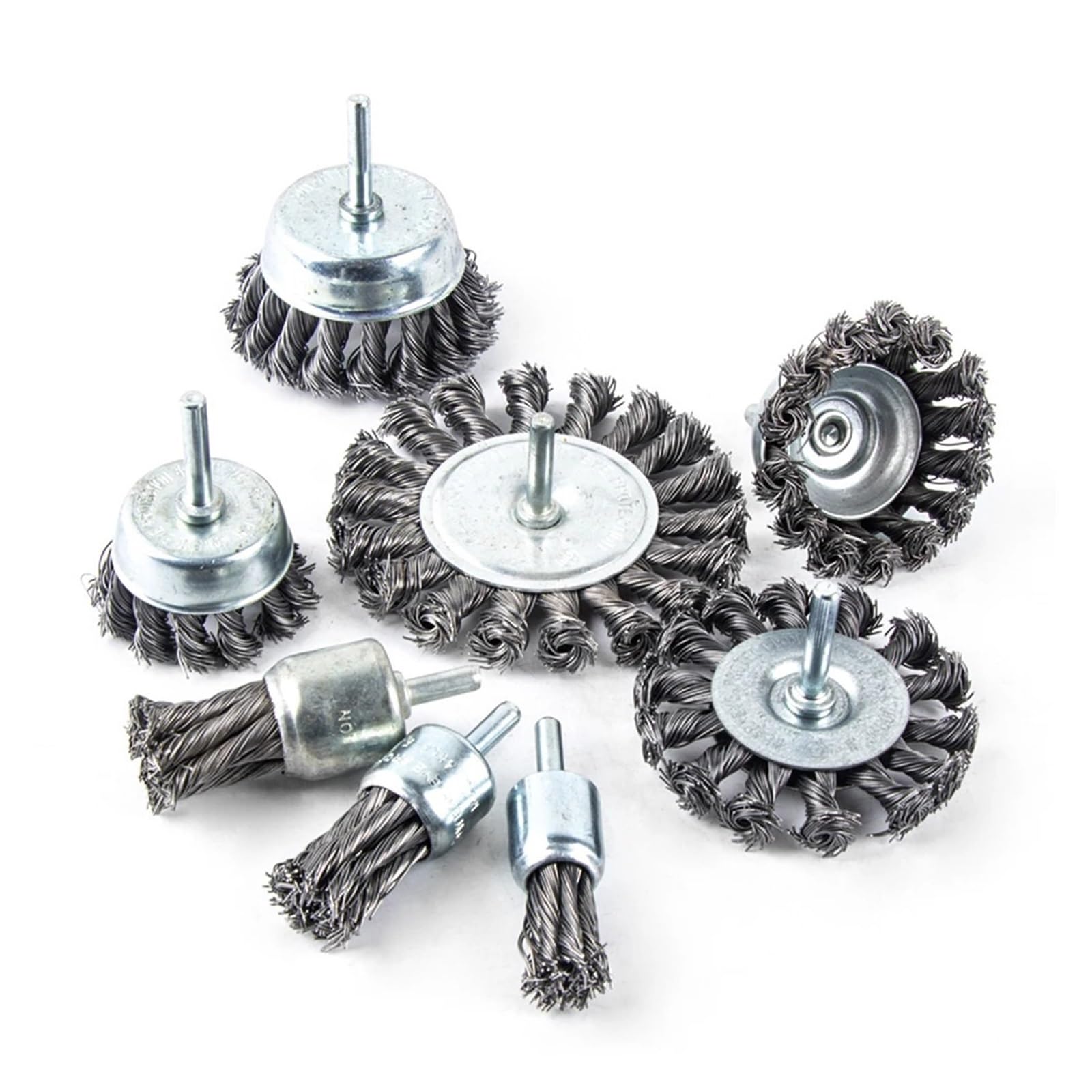 szczotka druciana do wiertarki, 8PC Twist Knotted Wire Wheel Cup Brush End Brush do wiertarki montowanej na trzonku 6mm Metal Brush