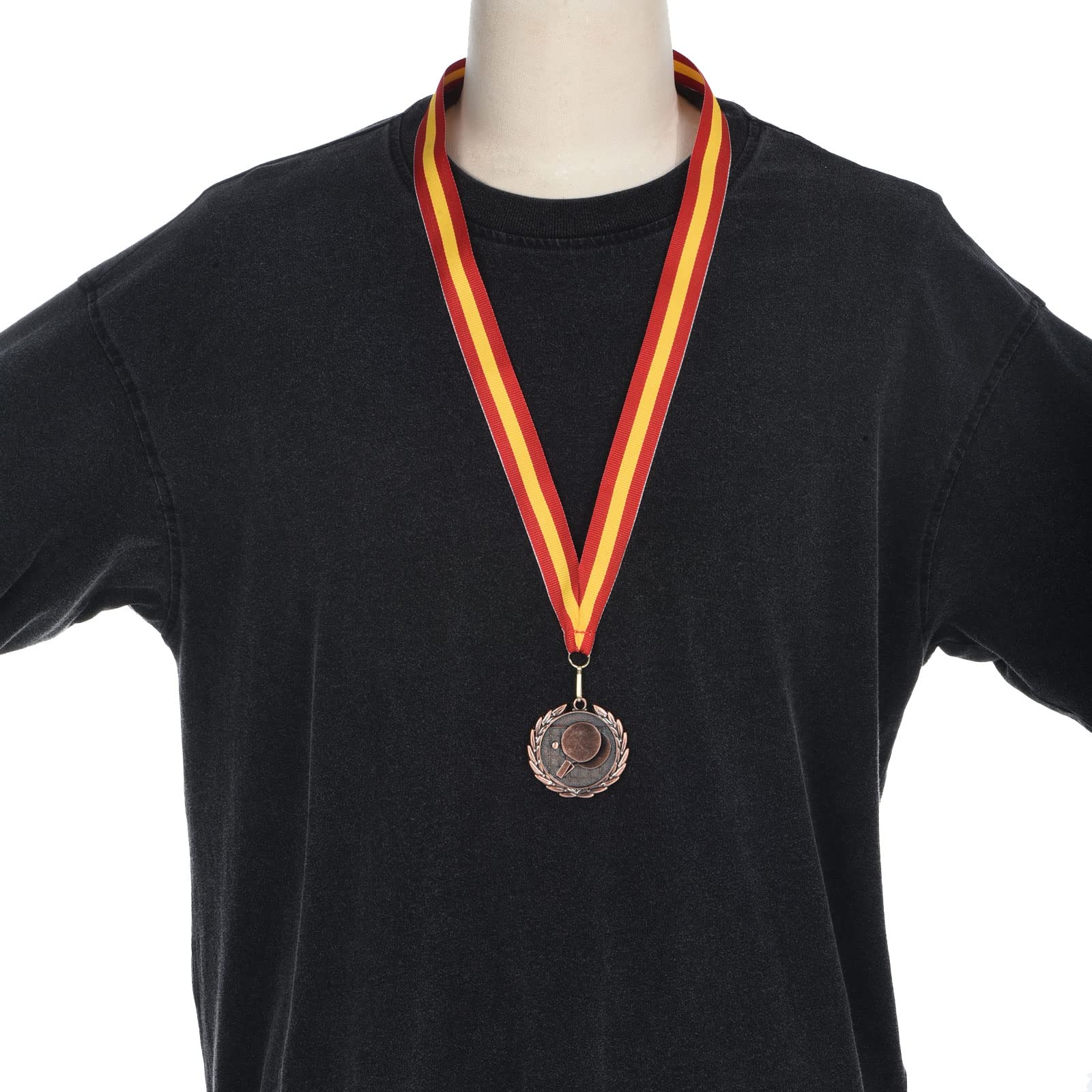 PATIKIL 2" Ping Pong Médailles, Table Tennis Prix Médailles Or Médaille avec Ruban Rouge Jaune pour Jeus Sports Concours