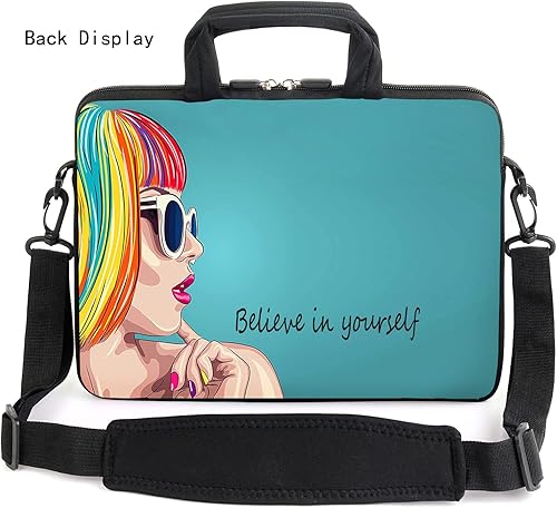 Miniatura 9 de AMARY Funda para laptop de 14 pulgadas, 15.4 pulgadas, 15.6 pulgadas, correa de hombro ajustable con asa y bolsillo para accesorios para hombres y