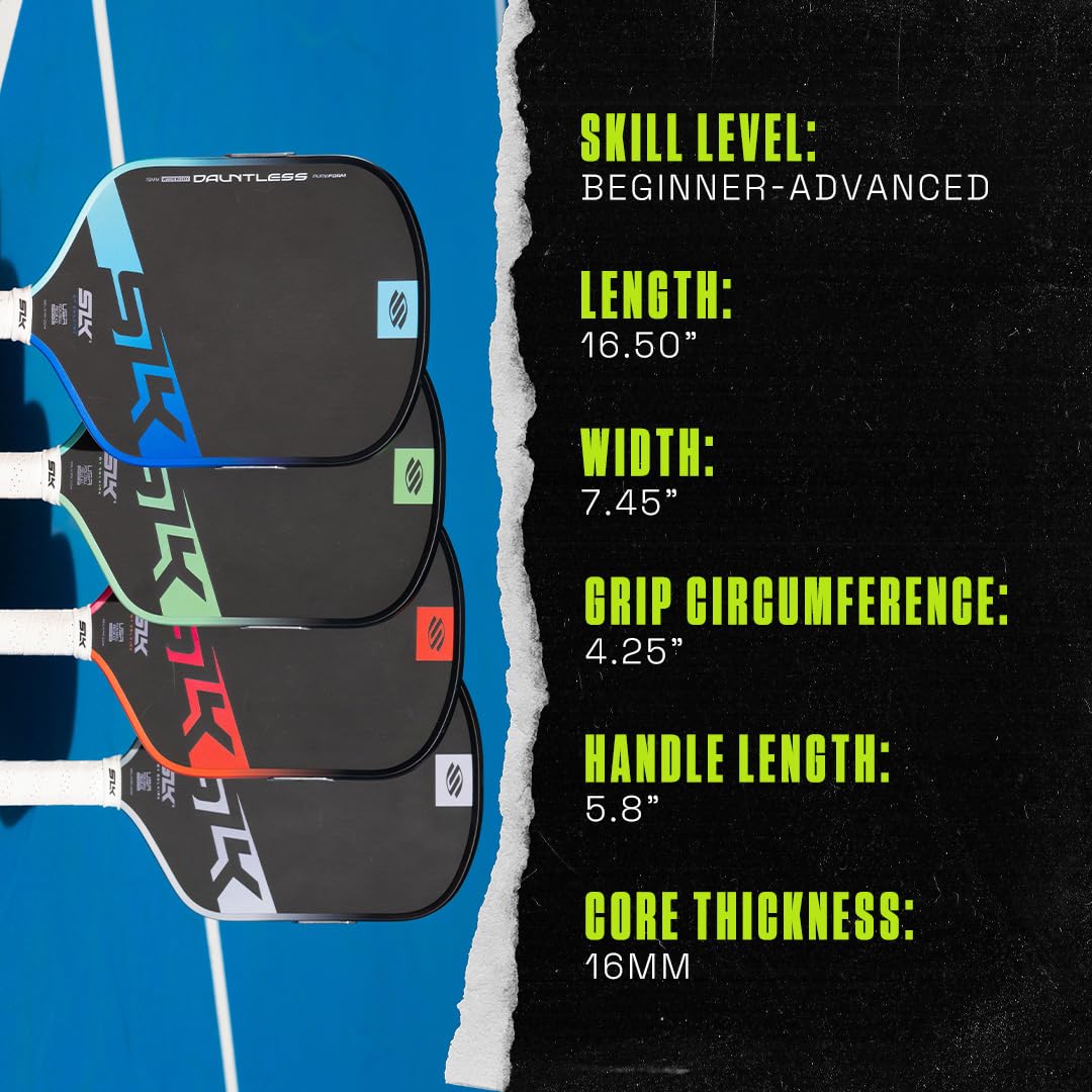 Selkirk Sport SLK Dauntless Pickleball Paddle | T700 Raw Carbon Fiber Pickleball Paddles | High Spin & Control con PureFoam Core