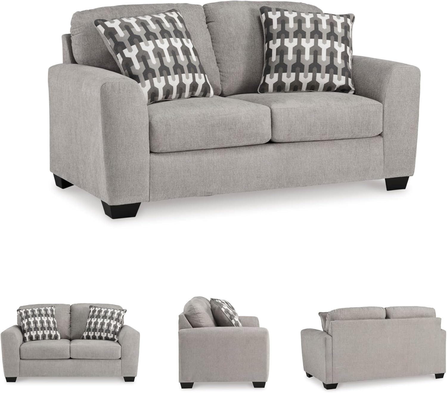 Signature Design by Ashley Avenal Park Casual Loveseat with 2 Toss Pillows, Light Gray