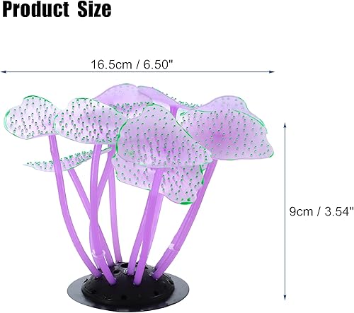 Miniatura 4 de VOCOSTE Coral de hongo de acuario de silicona suave, coral artificial acuático fluorescente para decoración de peceras, morado