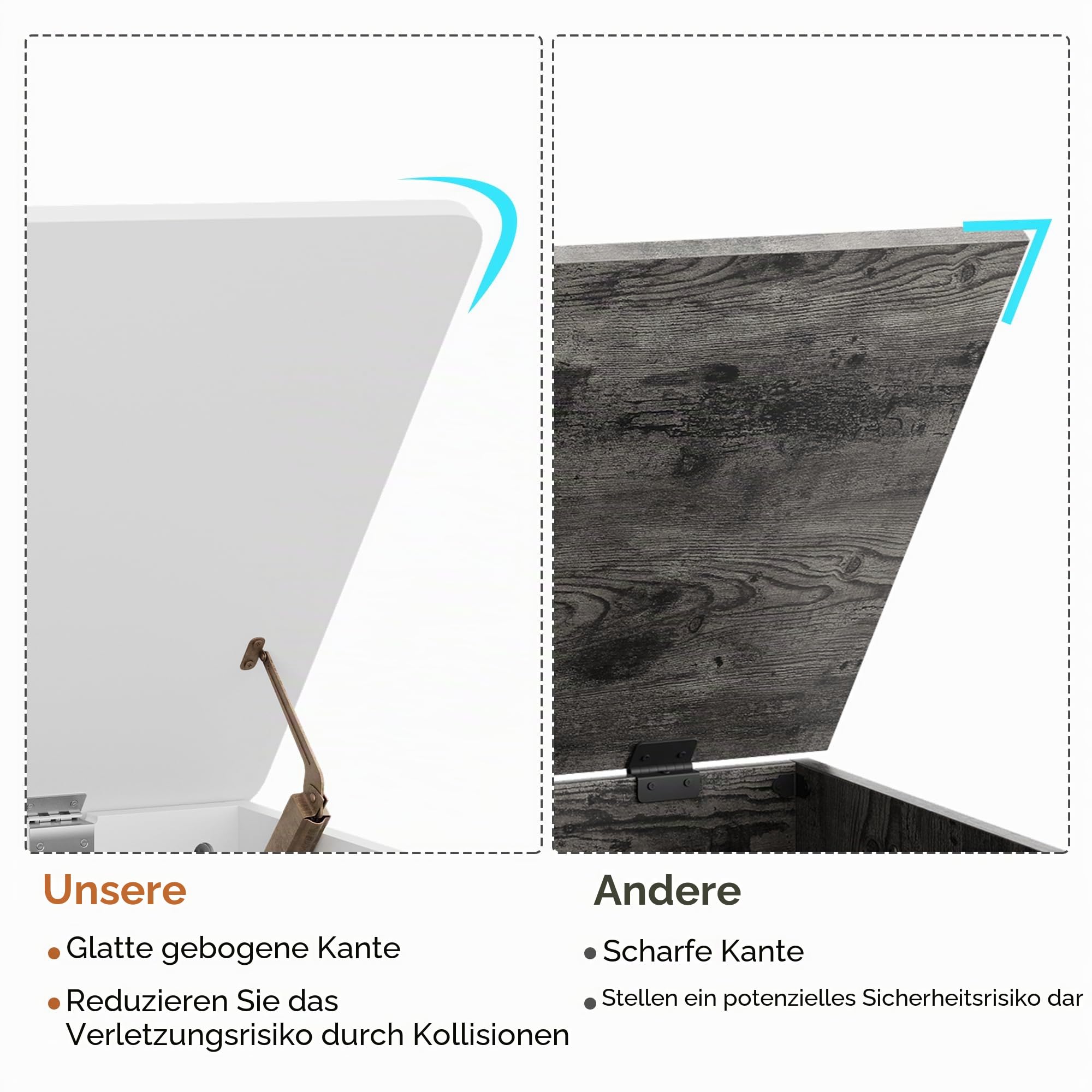 Garvee Sitzbank mit Stauraum – 100 cm Holz-Aufbewahrungsbank mit Rollen, Sicherheits-Scharnieren, bis 160 kg belastbar, abgerundete Ecken & U-Ausschnitt – Moderne Truhe für Flur, Wohnzimmer
