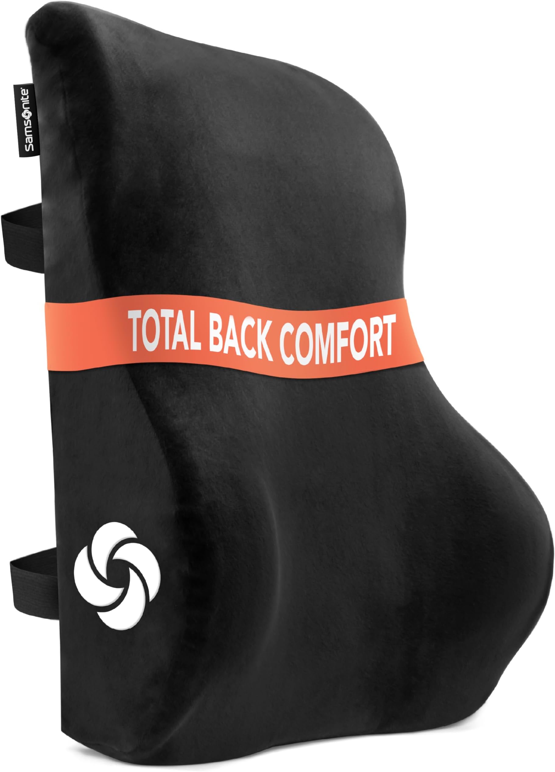 SAMSONITE, [Mid-Low] Back Support Lumbar Pillow for Office Chair or Car Seat, [HIGH GRADE - MEMORY FOAM], Boost your Back Comfort Zone, Versatile Use Supportive Cushion with Soft Plush Cover