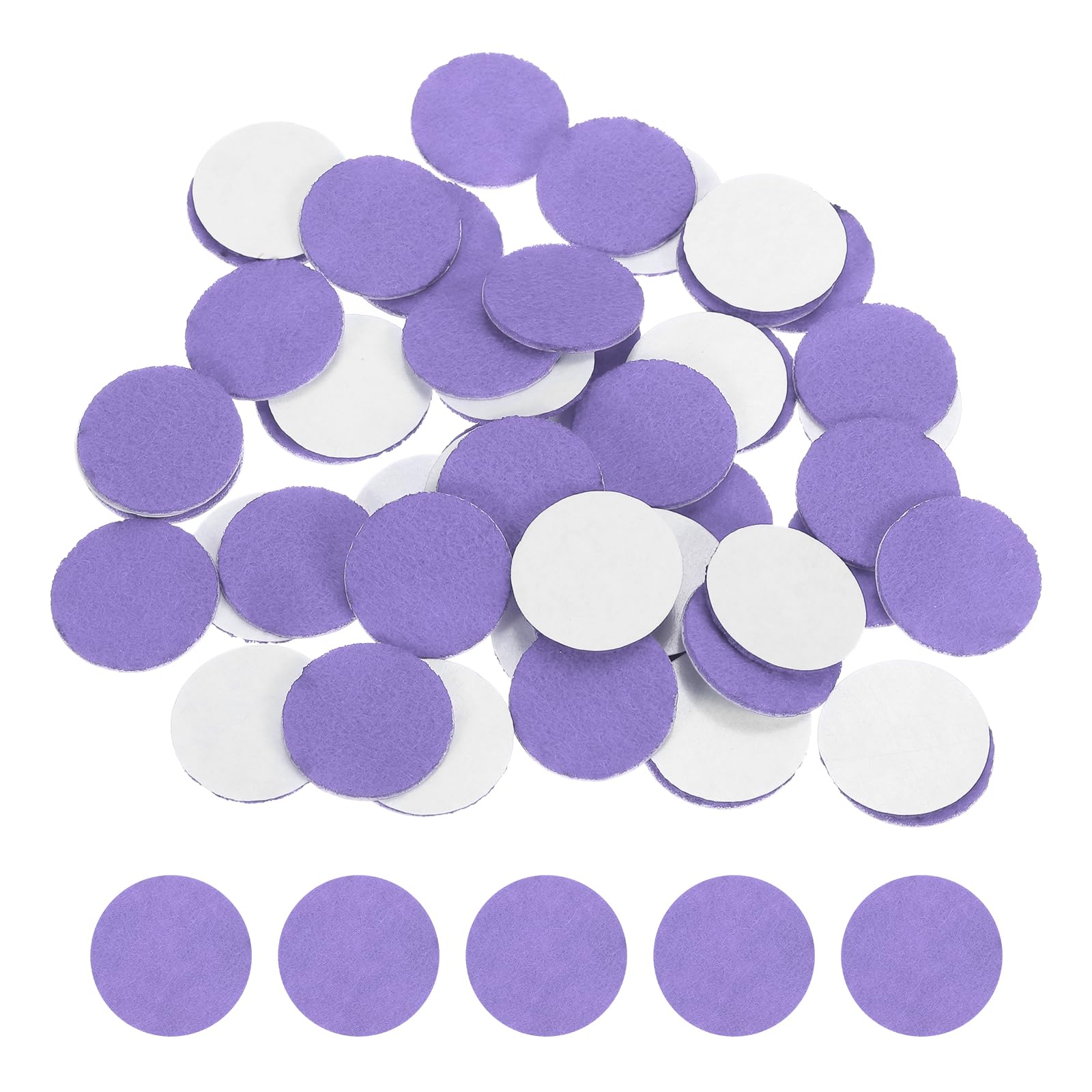 sourcing map 100 Pcs Adhesive Felt Circles, 1-9/16" Dia 2mm Thick Round Non-Woven Felt Pads Stickers Dots Pre Cut for DIY Crafts Sewing Handcraft Costume Holiday Decoration, Light Purple — image 1