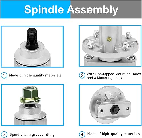 Miniatura 3 de Kit de husillo de hoja de cubierta de 48 pulgadas se adapta a John Deere L120 L130, reemplaza los husillos GY20050 GY20785, cuchillas GX20250