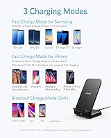 Vista 3 de Anker Cargador inalámbrico, soporte PowerWave 7.5, certificado Qi, carga rápida iPhone SE, 11, 11 Pro, 11 Pro Max, XR, Xs Max, Xs, X, 8, 8 Plus