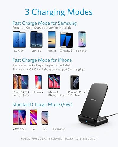 Miniatura 3 de Anker Cargador inalámbrico, soporte PowerWave 7.5, certificado Qi, carga rápida iPhone SE, 11, 11 Pro, 11 Pro Max, XR, Xs Max, Xs, X, 8, 8 Plus,