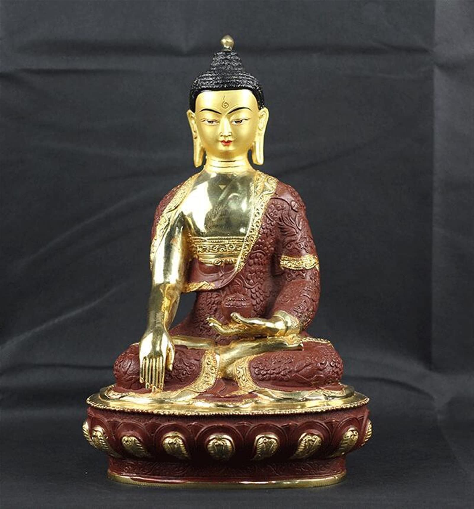 Statue de Bouddha 31 cm grande taille bouddhisme talisman protection maison laiton dore