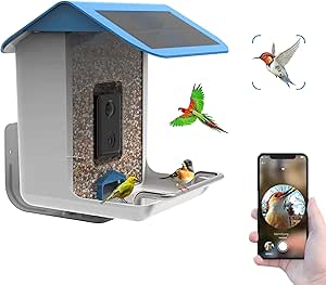 Smart Bird Feeder with Camera,Auto Capture Bird Videos Photos,AI Identify Bird Species,Wireless App Notification Solar Charging 1080P HD,Ideal Gift asin的图片