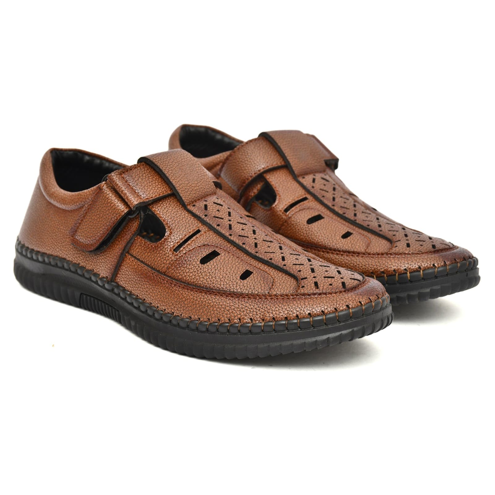 Men's Comfortable Roman Sandals featuring Cushioned Leather-Look Lining and Orthopedic Doctor Insole | Durable Synthetic Leather Outdoor Sandals with Anti-Skid Sole-image-20
