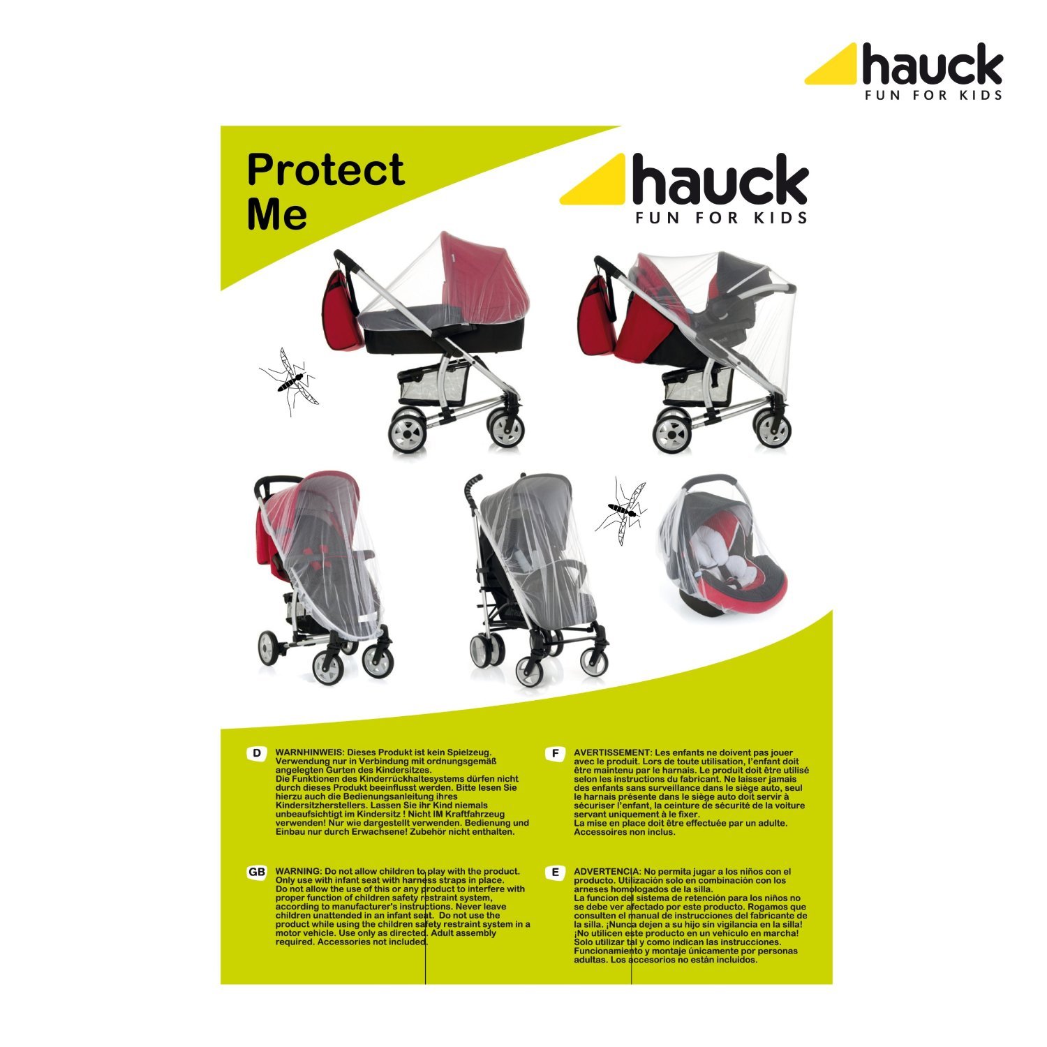 hauck Universal Baby Insektenschutz Protect Me 100 x 50 x 0,5 cm für Babyschale, Kinderwagen, Buggy, Babybett, Kinderreisebett, Laufgitter, Atmungsaktiver Feinmaschiger Stoff, Elastischer Bund (Weiß)