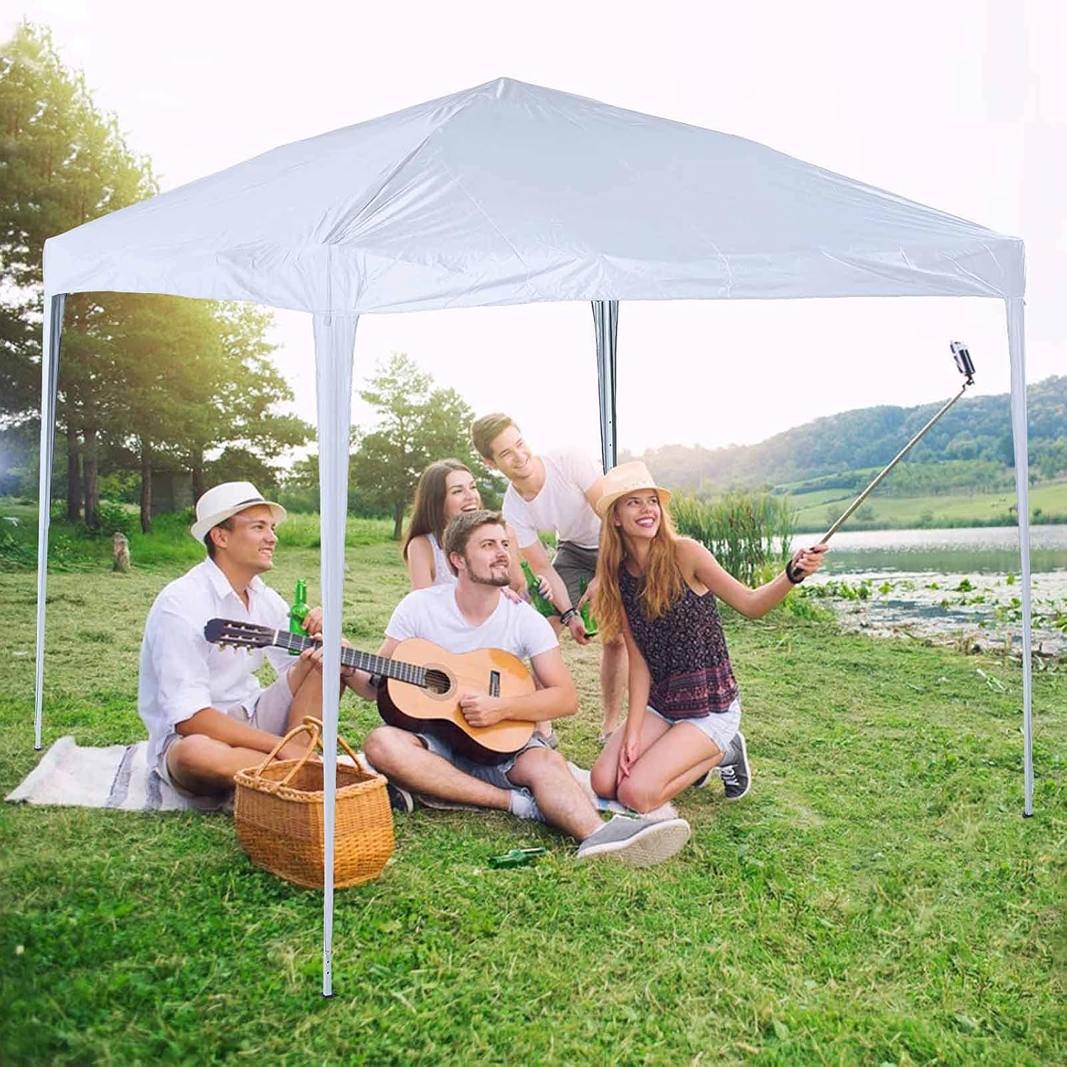 Pop Up Gazebo, 3mx3m Pop Up Gazebo with Powder Coated and Aluminum Alloy Frame, Portable Instant Commercial Gazebo with Carrying Bag, Anti-UV Event Shelter for Garden Party, White