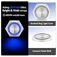 Vista 6 de Interruptor de botón de cierre de 15 amperios 19 mm 3/4 "agujero 12V/24V CC impermeable IP67 SPST de acero inoxidable 304 interruptor