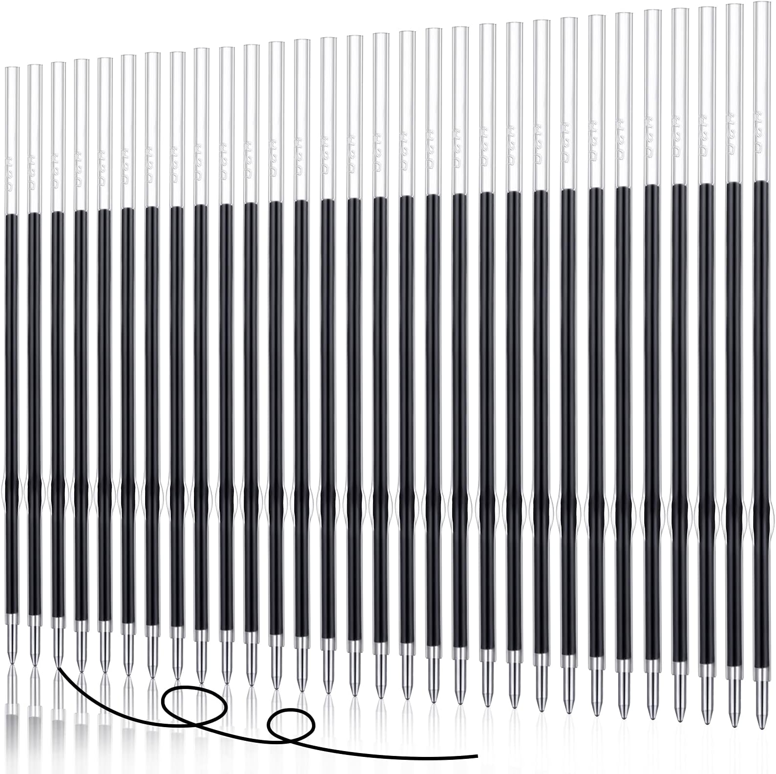 30 Piece Black Ink Pen Refills, 1 mm Ballpoint Refills Replacement Ballpoint for Click Retractable Pens Office College Supplies