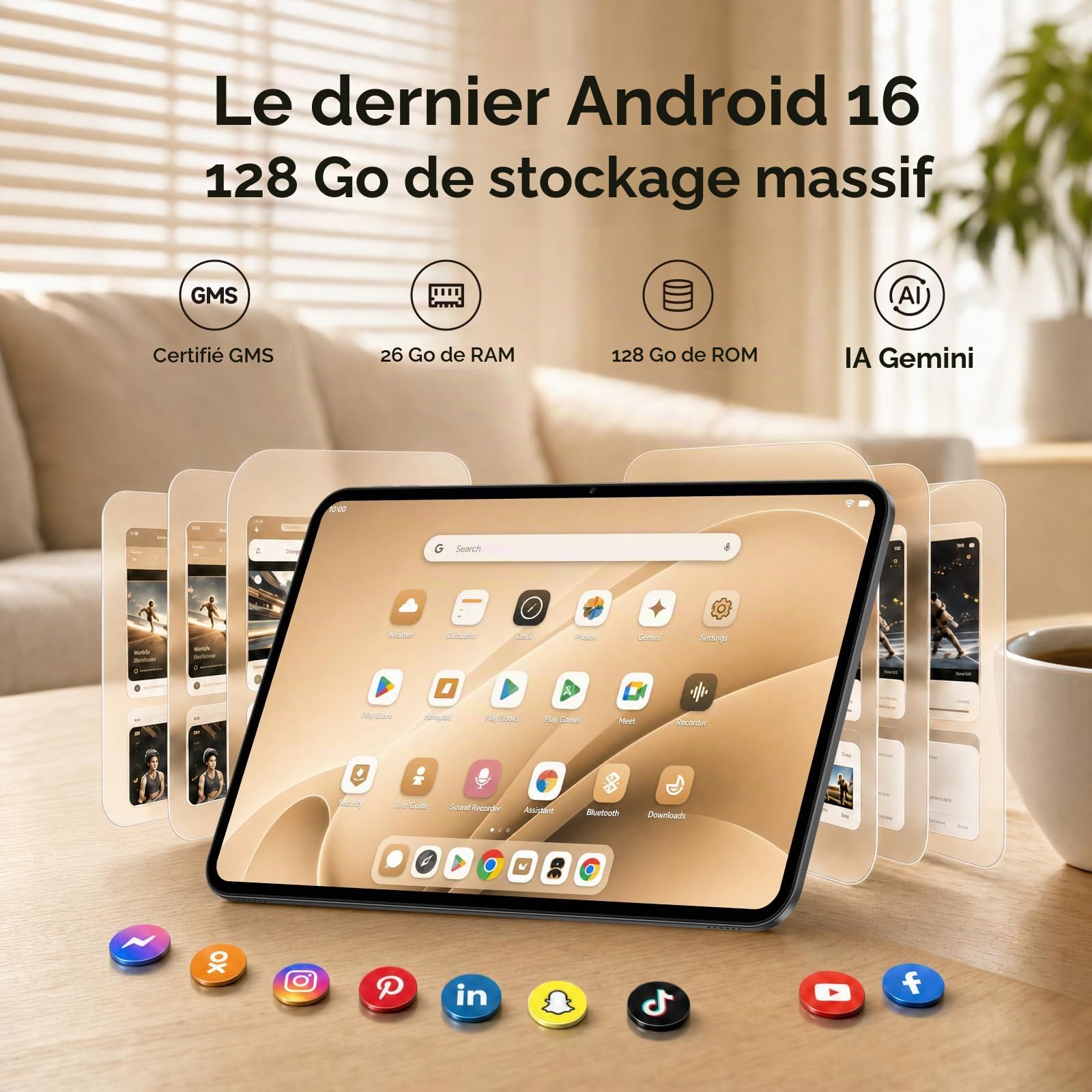 TECLAST T65 Tablette 13.4" Android 16, 120Hz Tablet 4G LTE, 8000 mAh