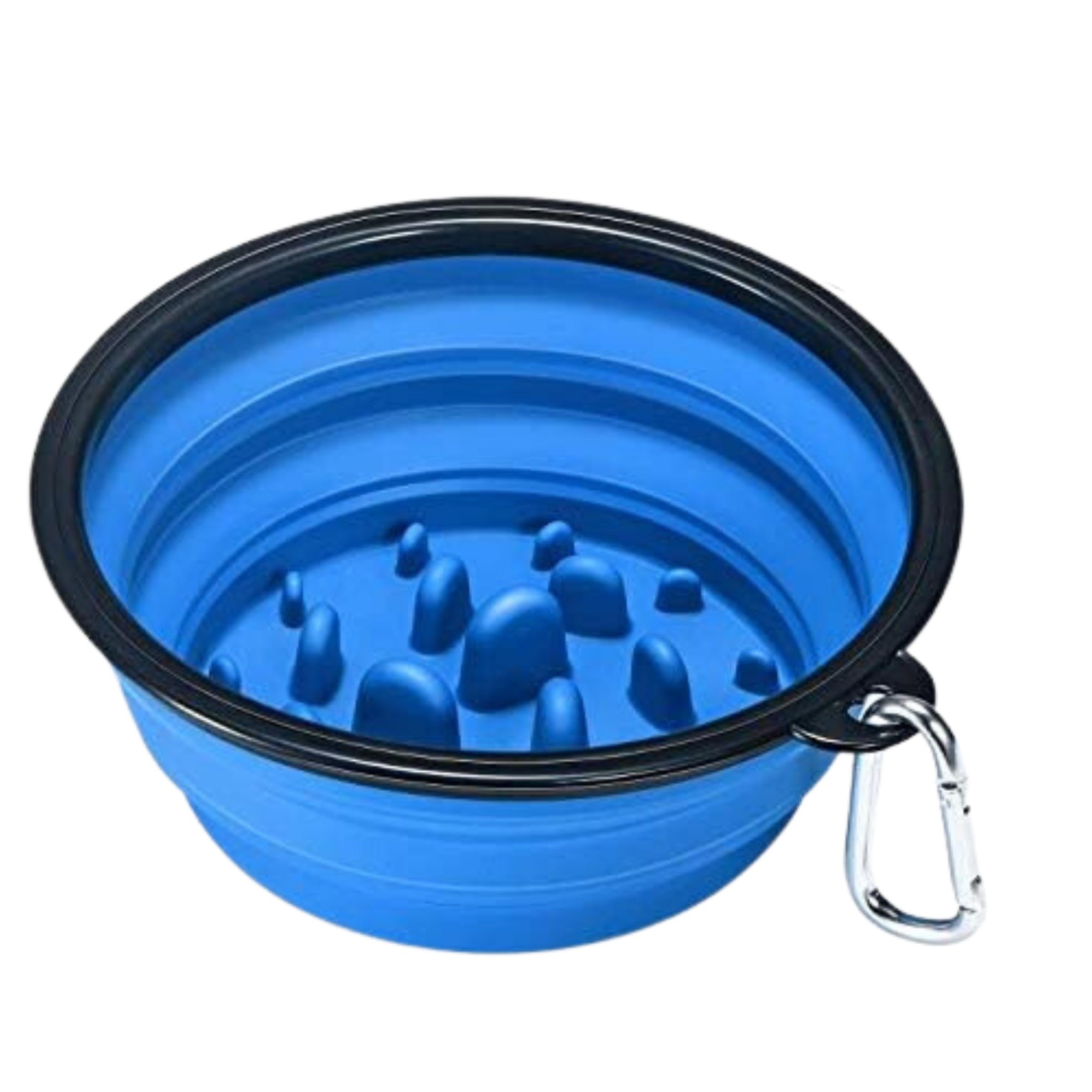 Foodie Puppies Collapsible Slow Feeding Silicone Foldable Bowl for Small Dogs & Puppies - (Sluggish Bowl, 1000ml) | Portable Pet Feeding Watering Dish for Walking Parking Traveling with Carabiners
