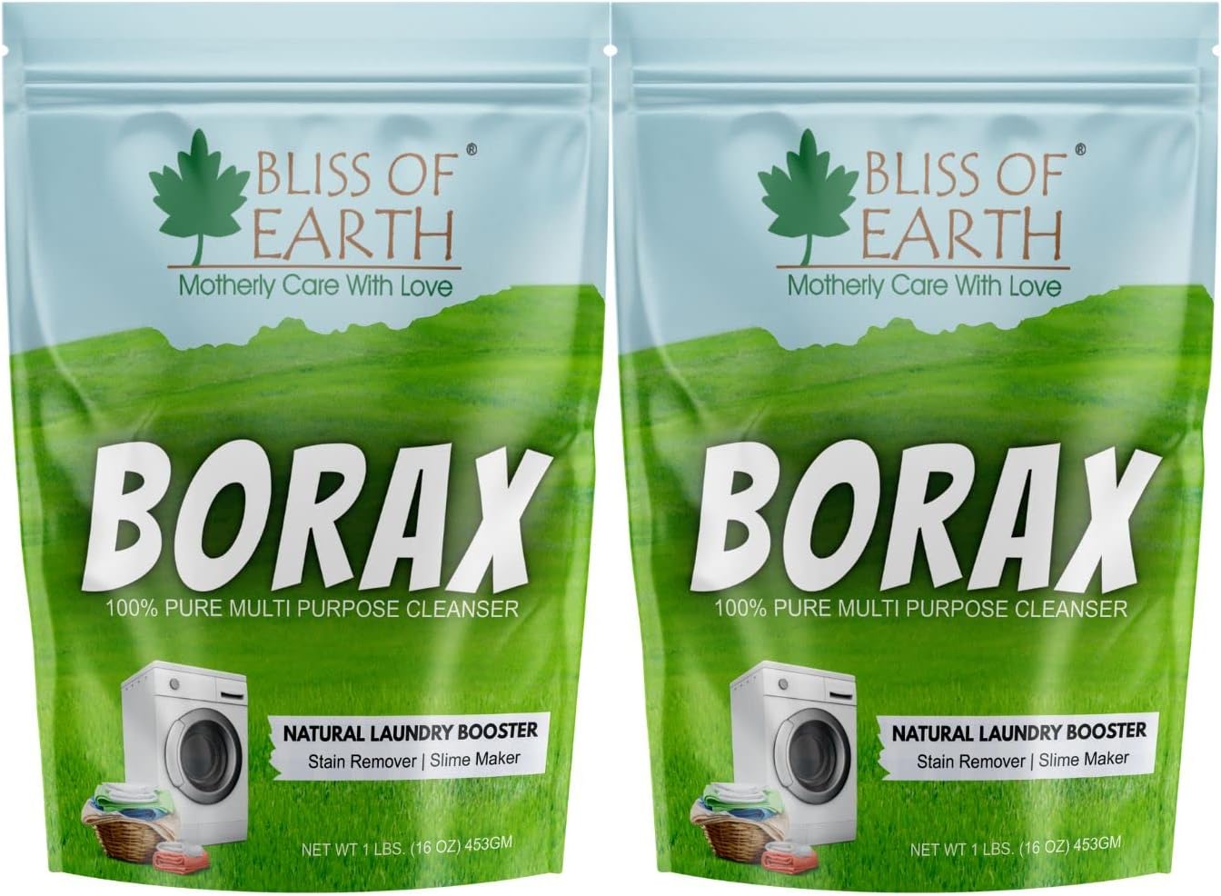 Bliss of Earth Borax Powder for Insects, Ant & Bugs Control, Borax Powder as Laundry Booster, Natural Cleaning Agent & Deodorizer, Stain Remover, & Home Cleaning – 2x453GM