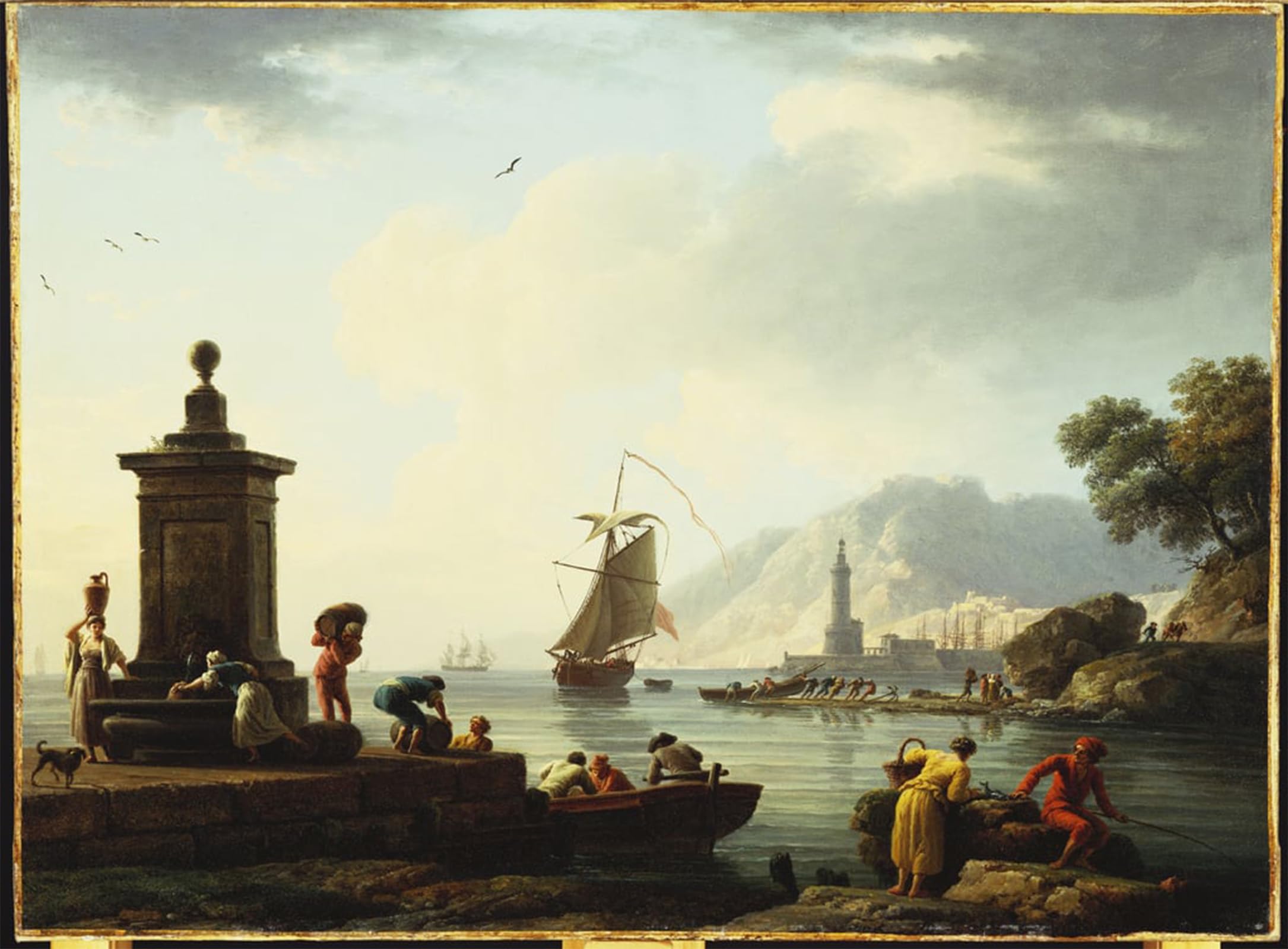 ARTXLXXBN Famous Prints Artwork Pictures Poster Painting Art a View of the Harbour At Genoa by Claude Vernet Artwork Landscape Pictures for Home Decor 60x90cm
