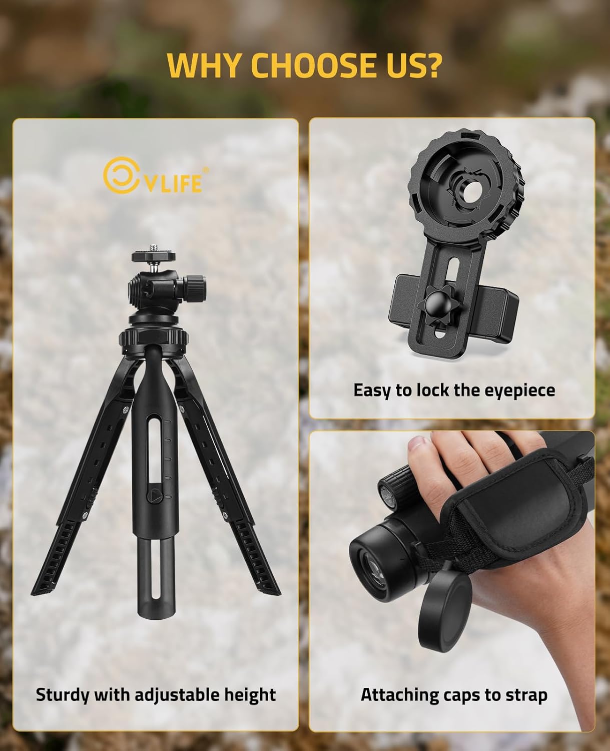 CVLIFE 12x60 Monoculars for Adults High Powered with Smartphone Adapter, BAK4 Prism FMC Lens, Tripod & Hand Strap Included, Monocular Telescope for Bird Watching Hiking Travel