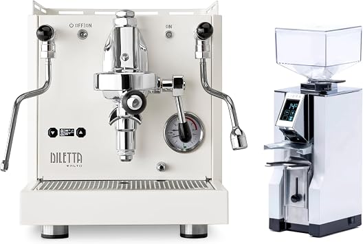 Diletta Alto Espresso Machine and Eureka Mignon Libra Grinder Bundle White