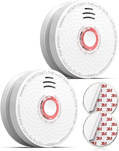 Jemay Detector de humo, alarma de humo con tecnología fotoeléctrica de 10 años, detector de humo con batería de 9 V, alarma de incendio con botón de