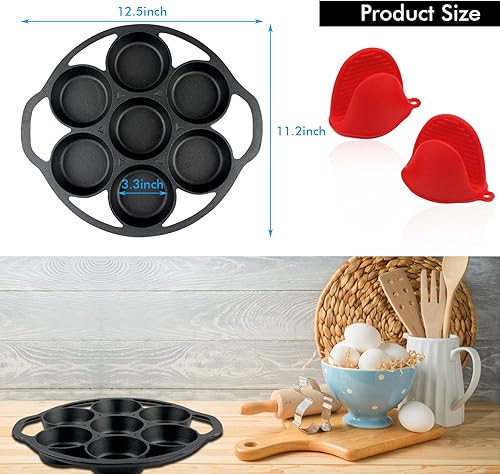 Miniatura 2 de YOLOPLUS+ Molde de hierro fundido pre-sazonado para tartas, mini molde de hierro fundido para galletas, magdalenas y bollos