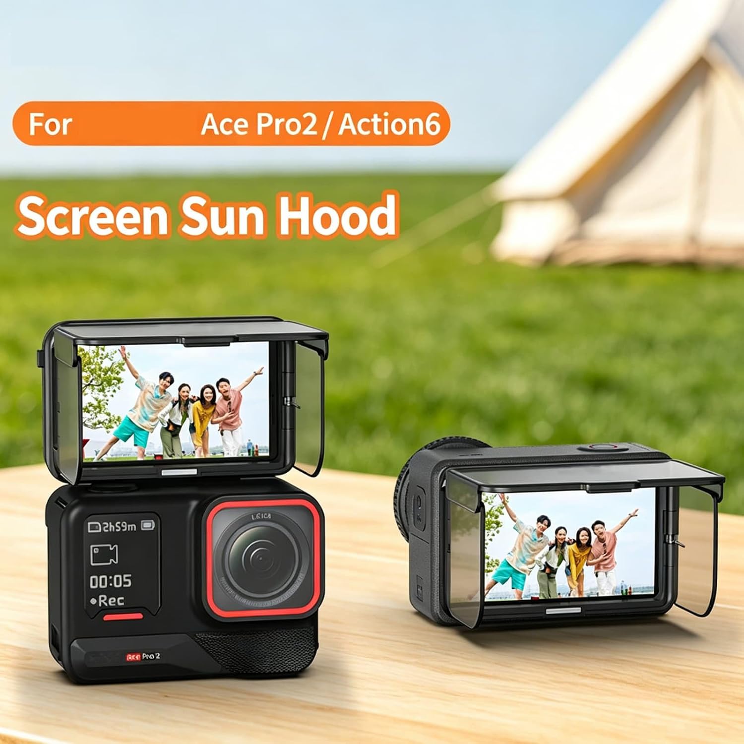 Screen Sun Hood for DJI Osmo Action 6/Action 5 Pro/Action 4/3, for Insta360 Ace Pro 2, Foldable Magnetic Anti-Glare Viewfinder Cover with 20g Ultra-Light Design image 2
