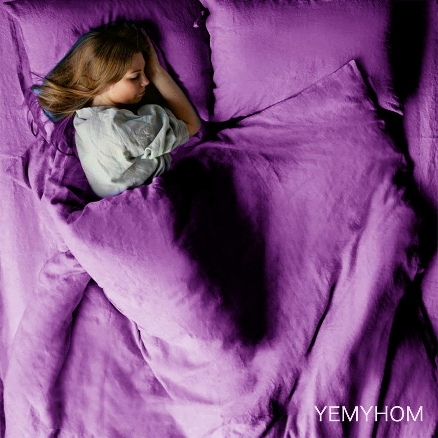 YEMYHOM Removable Duvet Covers for Weighted Blankets Inner Layer (60" x 80" Duvet Cover, Dark Purple)