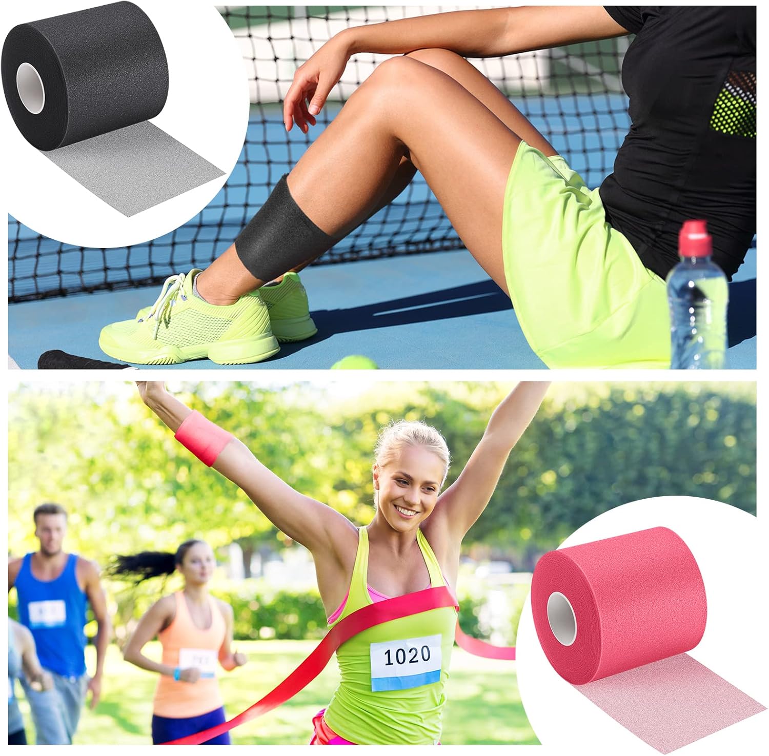 3 Pieces Pre-Wrap Tape for Hair, Sports, Ankle, Wrists, Knees - Foam Underwrap 2.75 Inch x 30 Yards (Black, Blue) - Image 6