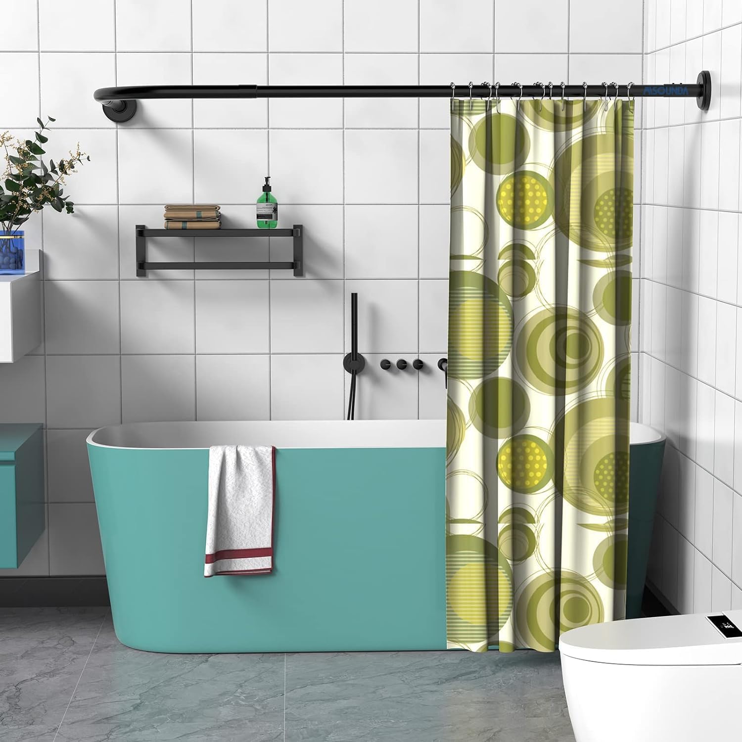 uxcell Black Shower Curtain Rod Rack Stainless Steel, L