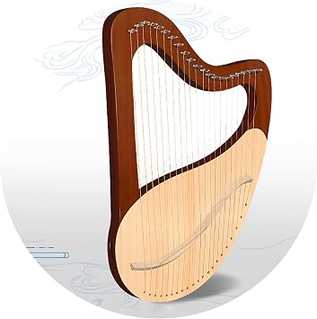 21 Strings Lyre Harp, Portable Heart Shape Mahogany Harp Instruments with Bag, Spare String, Picks, Tuning Wrench, String Instrument Gift for Adults, Kids and Beginners Brown