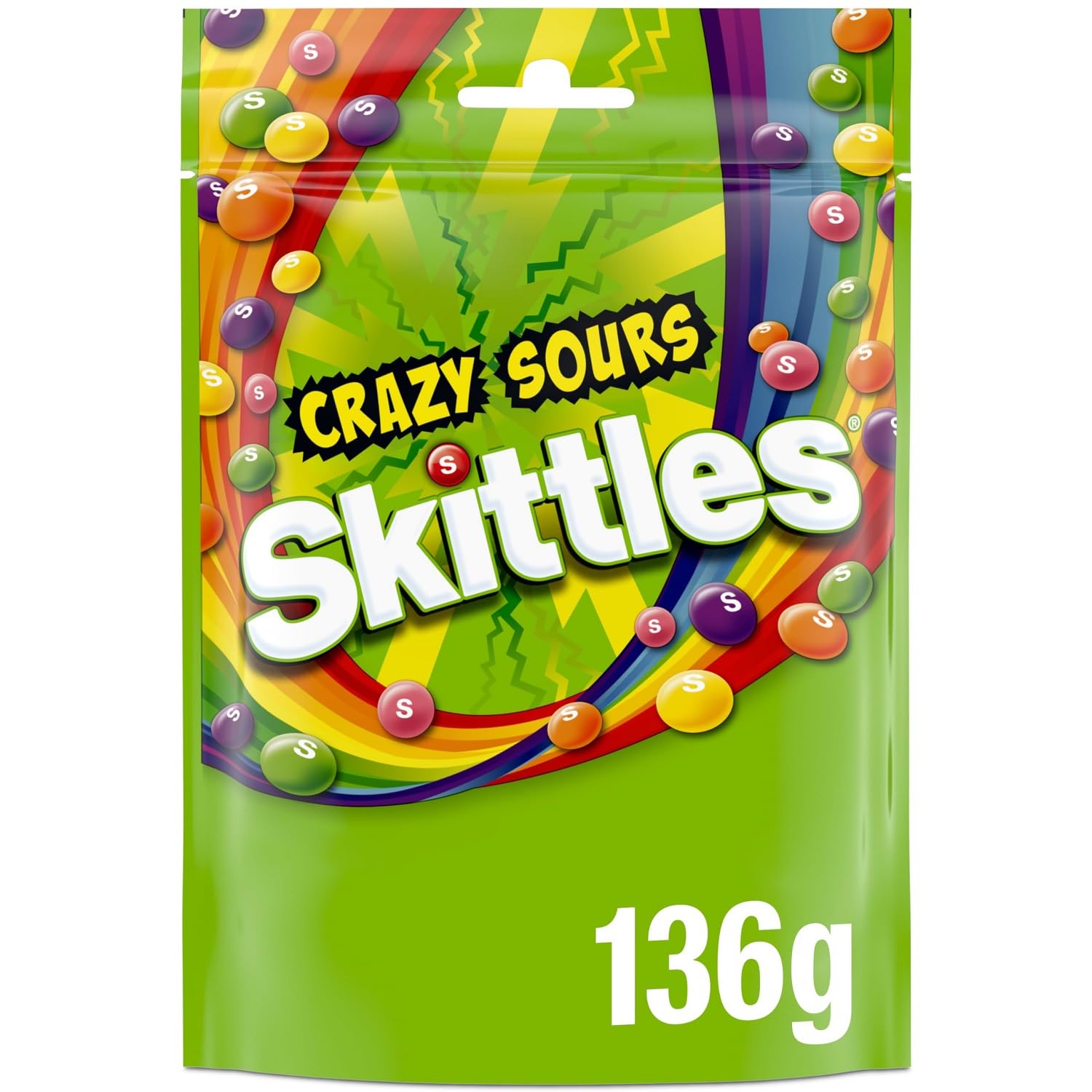 Skittles - Crazy Sour - Caramelos masticables ácidos - 174 g - Pack de 4 unidades
