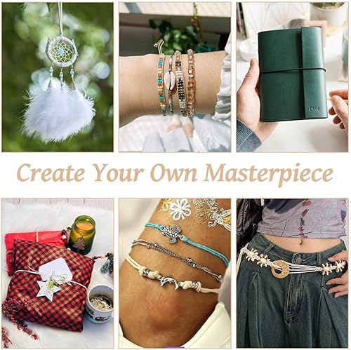 Miniatura 8 de Elecrelive - Cuerda de cera de color degradado de 250 yardas, 0.020 in, cuerda de poliéster con revestimiento de cera, cuerda redonda de macramé