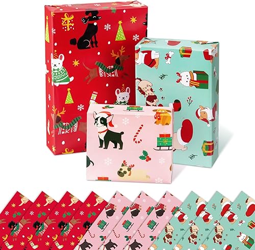 Miniatura 8 de WERNNSAI Papel de regalo de Navidad de dinosaurio, 10 hojas, 20 x 27 pulgadas, plegado plano, papel de regalo de vacaciones y cumpleaños