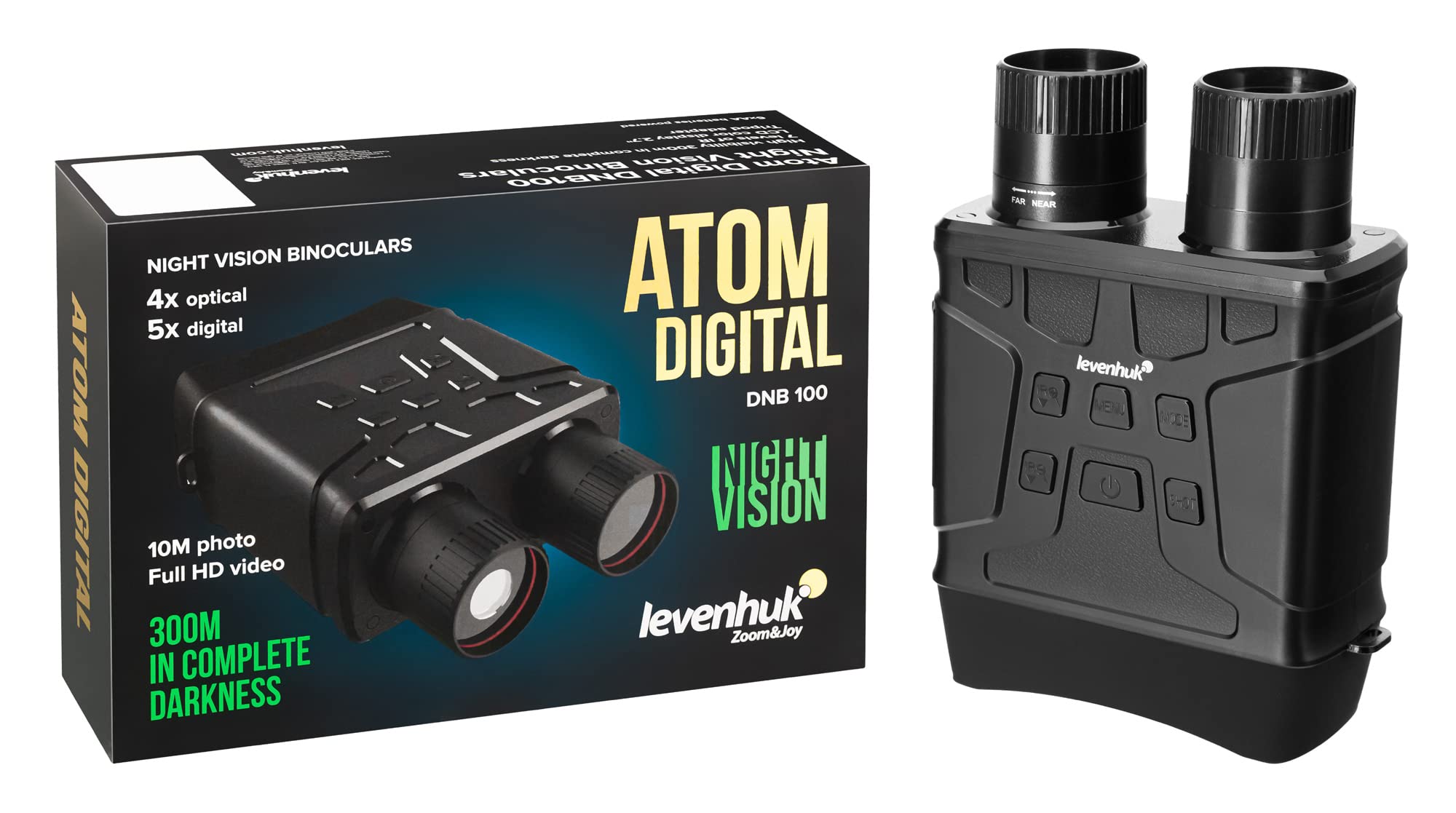 Levenhuk Atom Digital DNB100 Visore Notturno Binoculare Adatto Anche per Osservazioni Diurne, Compatto, Leggero, da Impugnare a Mano e con Videocamera