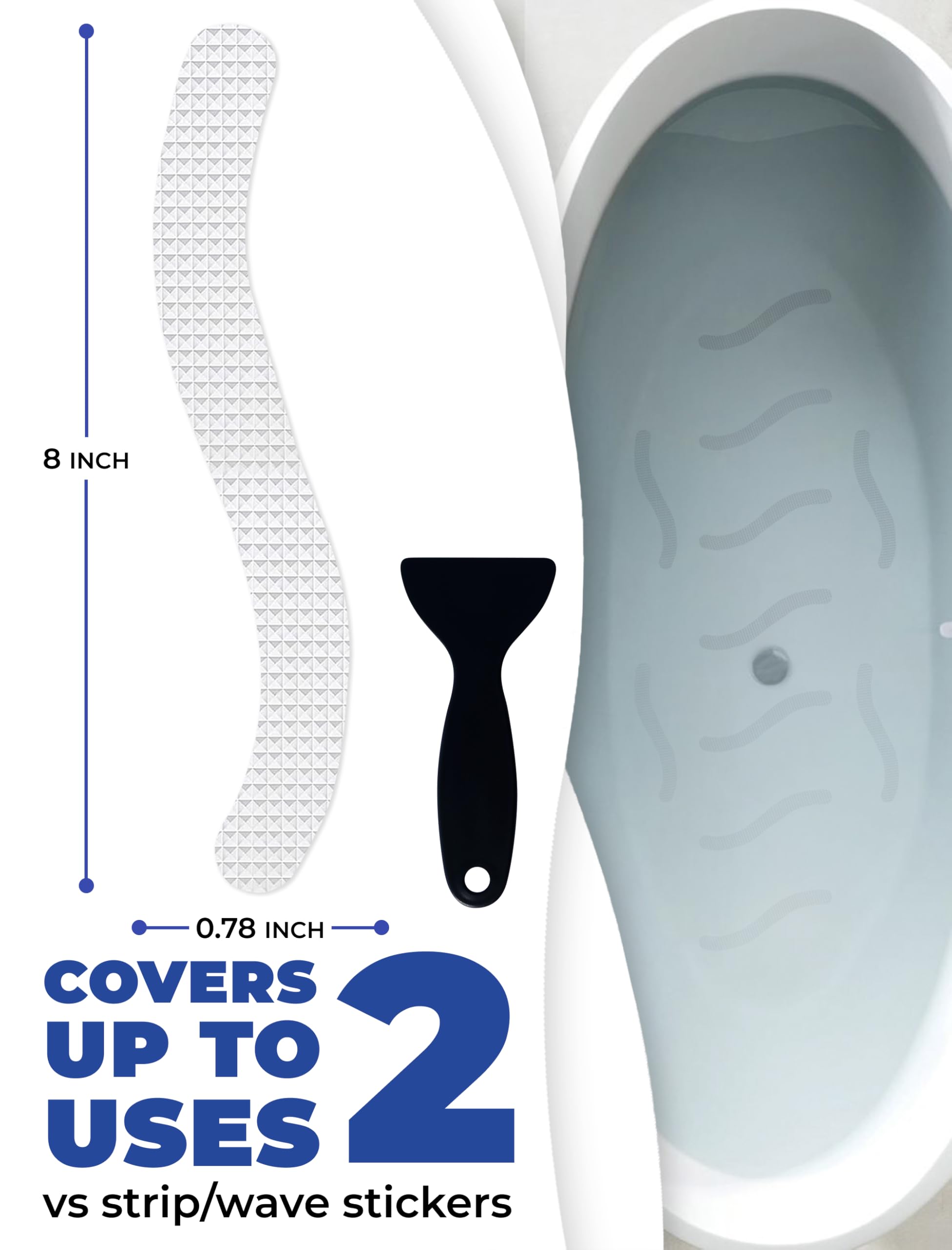 Pegatinas antideslizantes para ducha, 24 unidades, tiras de ducha invisibles antideslizantes para adultos, calcomanías adhesivas de alta calidad para bañera (transparente)