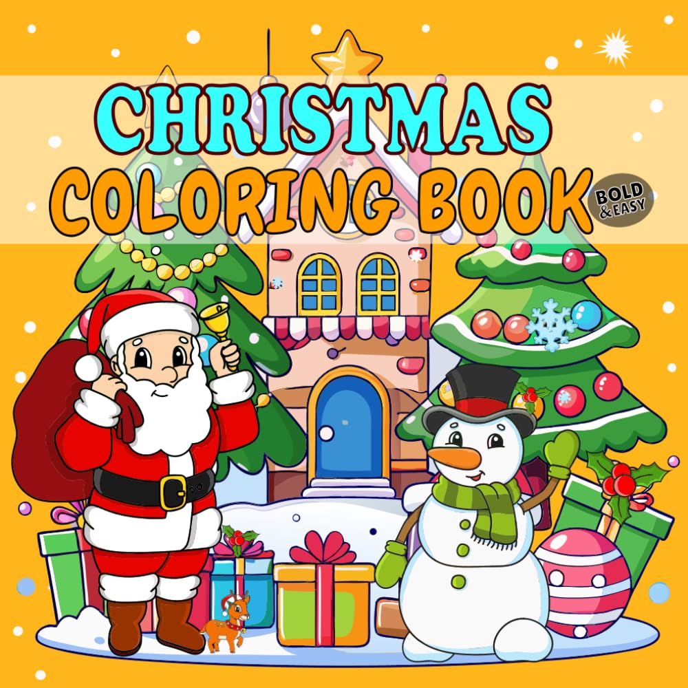 Simple and Bold Christmas Coloring Book: 50 Cozy Christmas Themed pages with Simple and Relaxing Holiday Designs