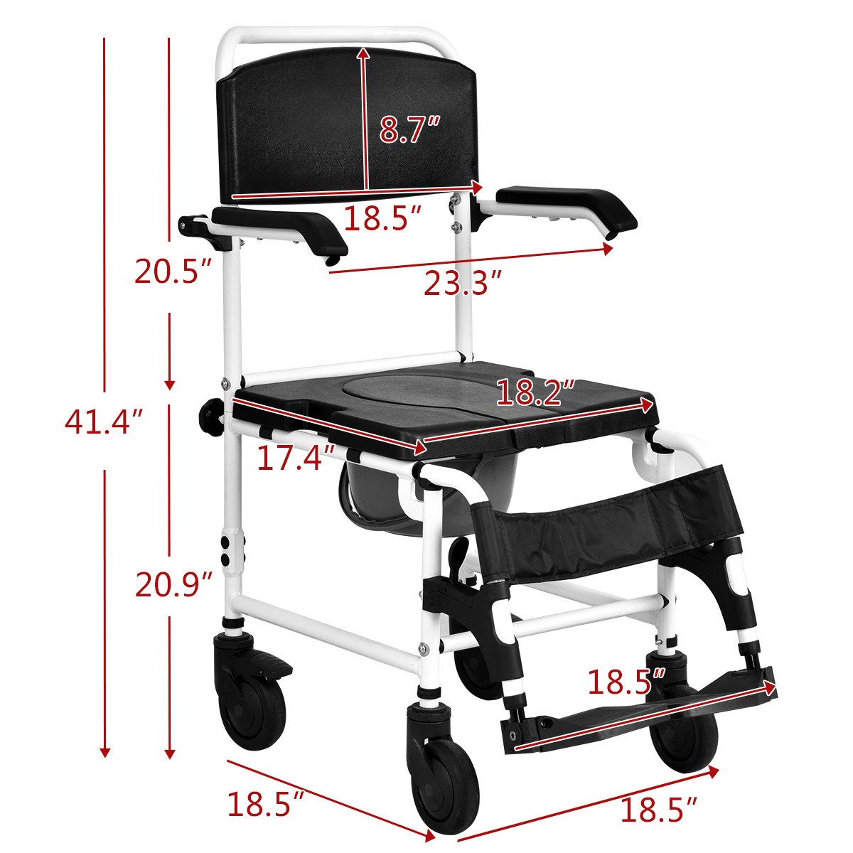 Giantex Shower Wheelchair Over Toilet with Commode Lift Arms Bathroom