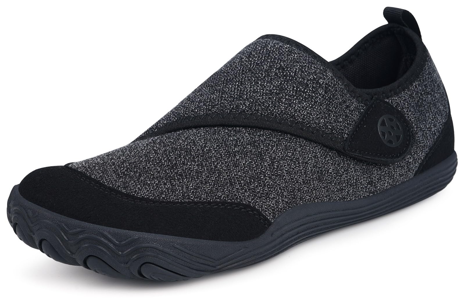 Sisttke Men's Women's Wide Diabetic Shoes Barefoot House Slippers Arthritis Edema Swollen Feet Adjustable Walking Shoes Closed Toe Lightweight Breathable with Arch Support for Indoor Outdoor Black