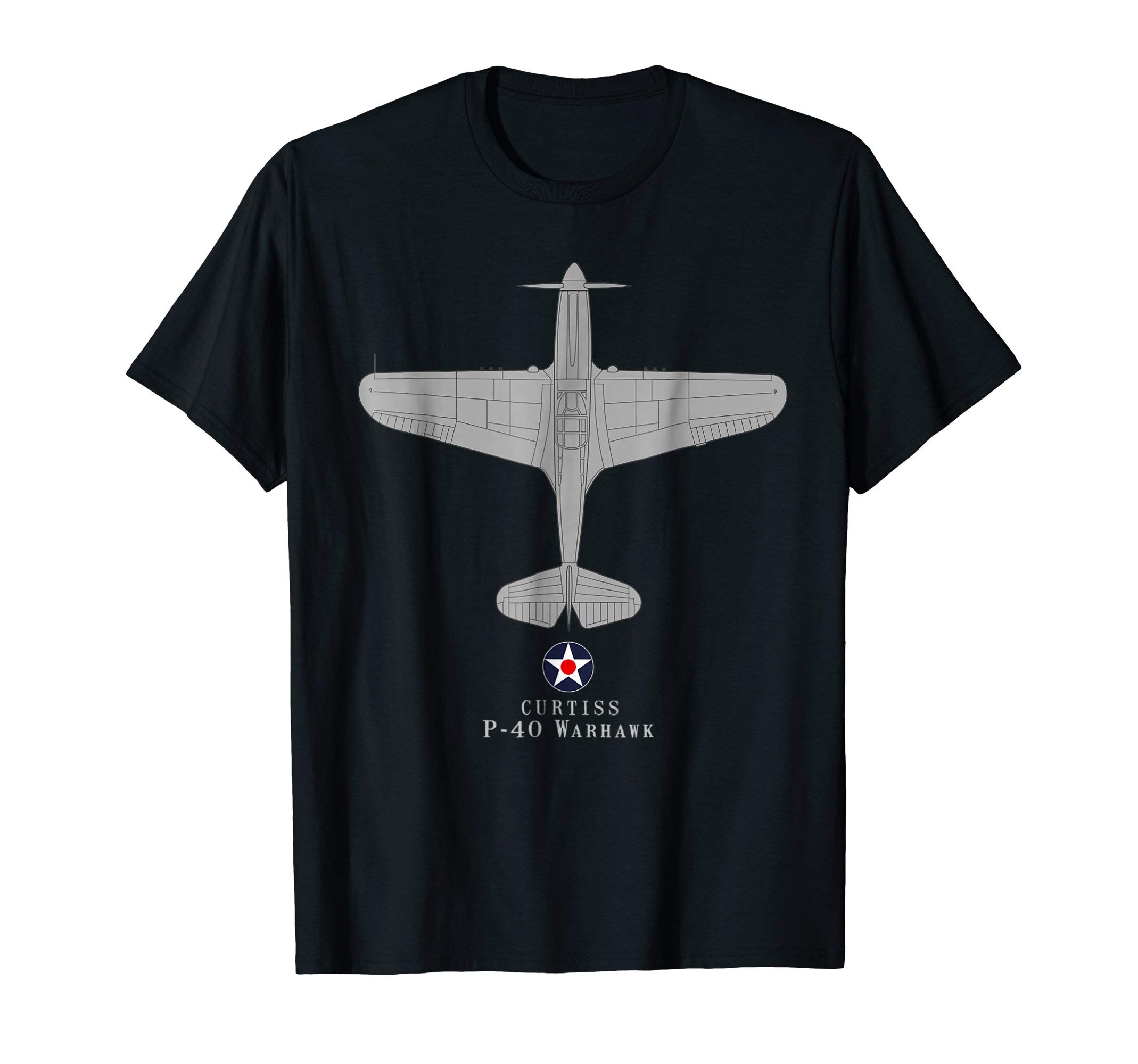 P-40 Warhawk WWII Fighter Airplane Tech Drawing T-Shirt