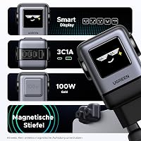 UGREEN UNO 100W GaN USB-C Töltő 4 Portos LED Kijelzővel - Robot Dizájn MacBook, iPad, iPhone, Galaxy Készülékekhez (Fekete) 6
