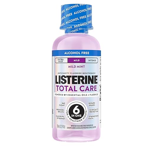 Listerine Total Care Zero Alcohol Mouthrinse, Fresh Mint, Travel Size 3.2 Oz (95ml) - Pack of 12