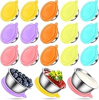 Vista 1 de 18 recipientes de aderezo de ensalada de 1.6 onzas para llevar, a prueba de fugas, reutilizables, con tapas, recipientes de acero inoxidable