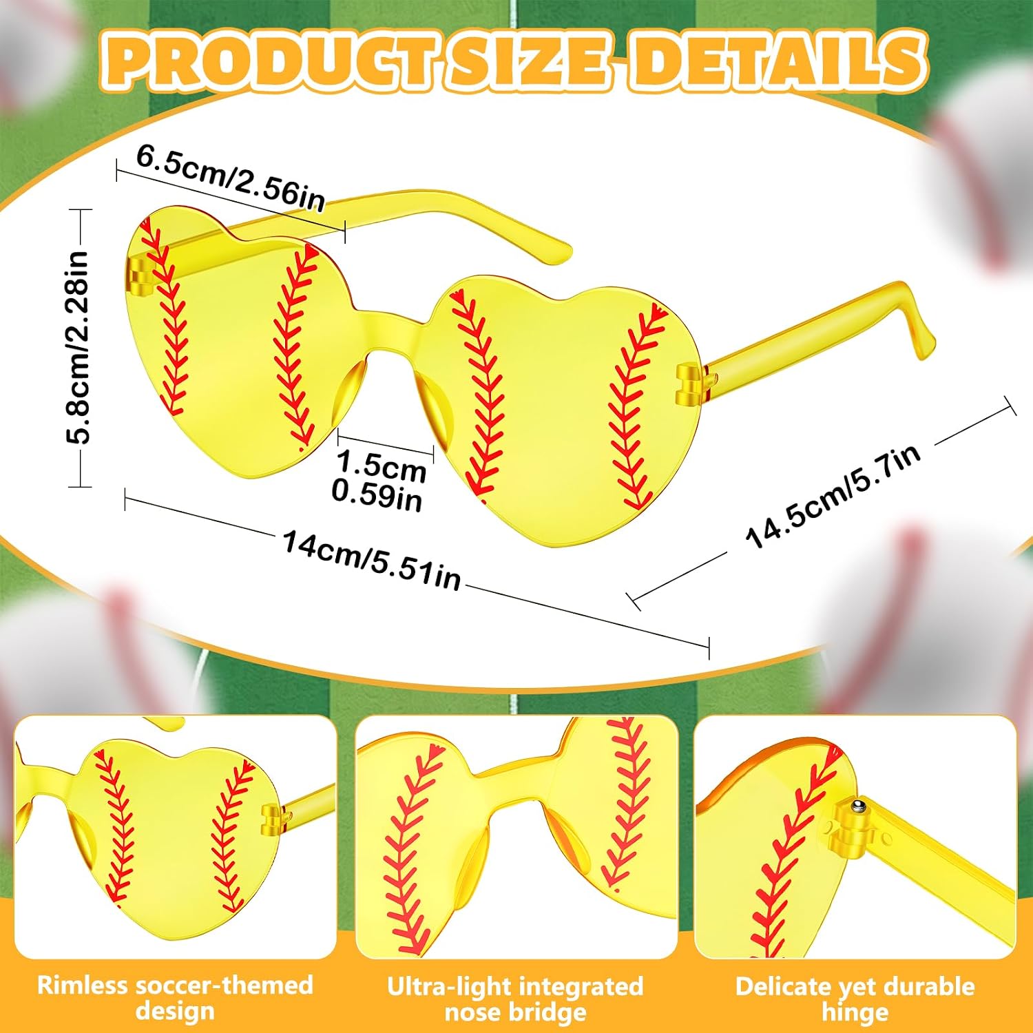 SelfTek 12 Pcs Heart Shaped Soccer basketball softball Sunglasses - Soccer Party Favors Goodie Bag Stuffers for Team Gifts