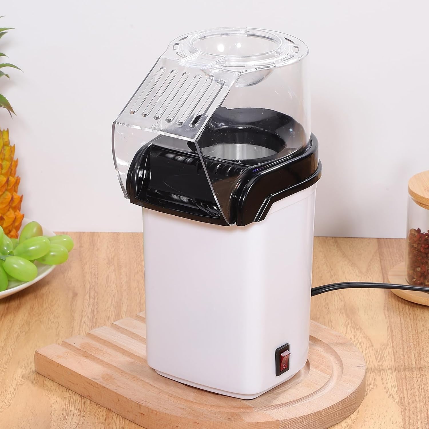 Electric Hot Air Popcorn Maker with Automatic Ejection, 1200w