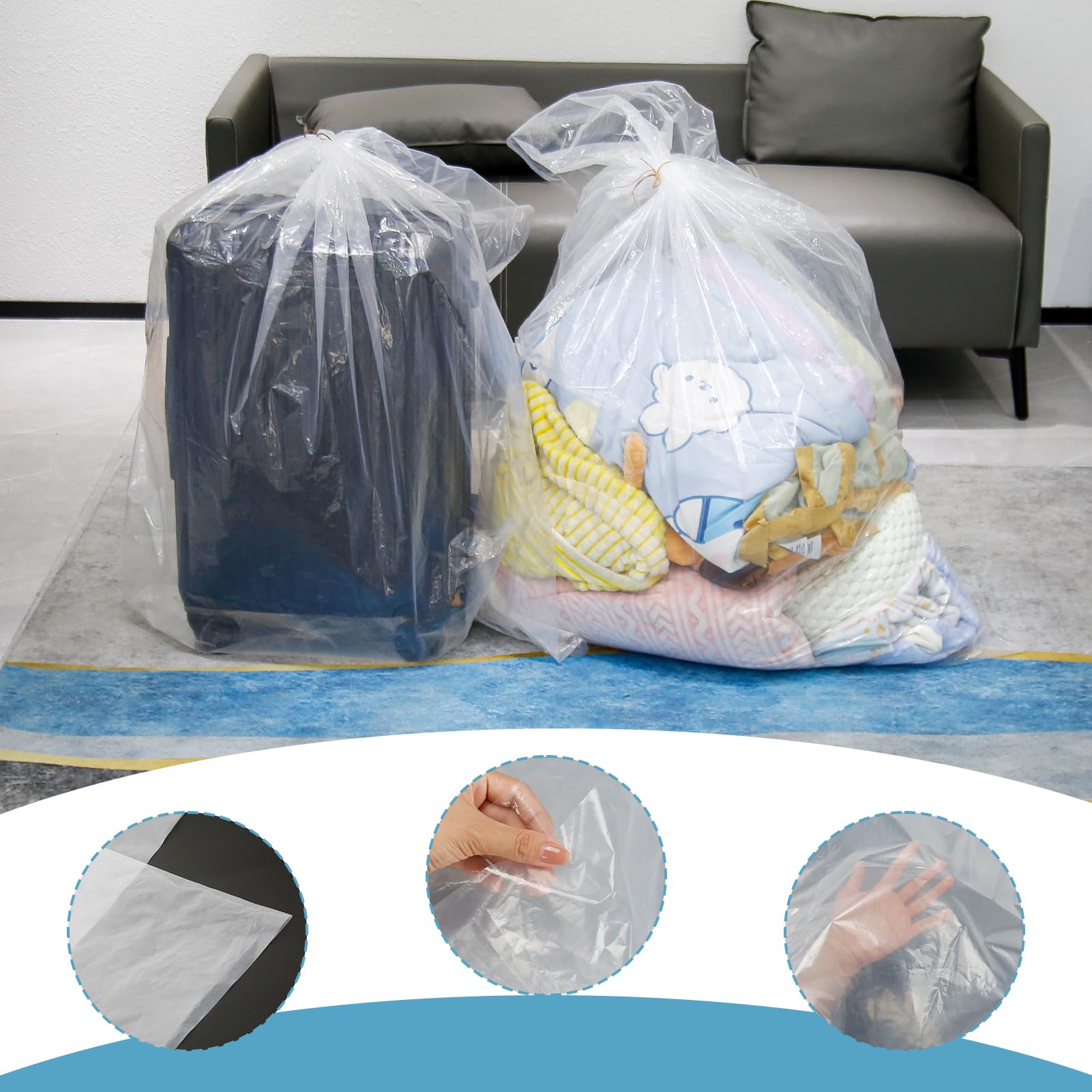 Rangement Lot De 10 Sacs De Rangement Extra Larges En Plastique Transparent De 101,6 X 152,4 Cm, Parfaits Pour Résister à L'humidité, à La Poussière, Aux Bagages, Aux Couettes Et Plus Encore