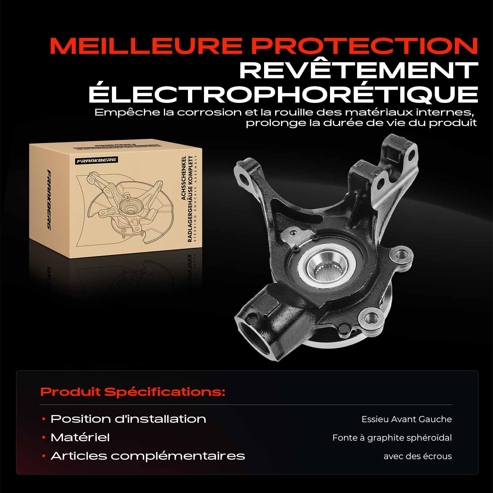 Frankberg Roulement de roue de moyeu de direction avant gauche 330785 | Compatible avec: C4 II NC, C4 II Saloon NC, Berlingo Box/MPV B9, C4 I Box/Hayon LR, C4 I LC, Partenaire Combispace 5 G
